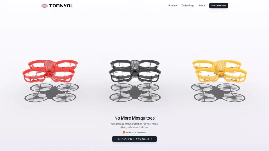 Tornyol mosquito drone models in red, black, and yellow.