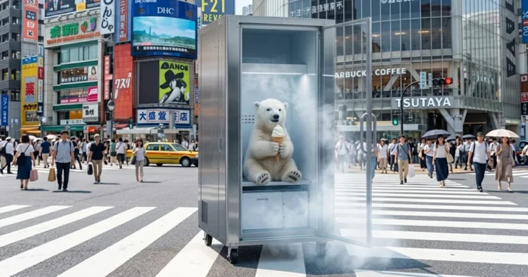 Japan Human Refrigerator Do Hiemon Box with polar bear inside